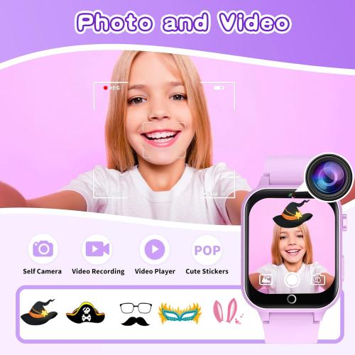 Cosjoype Kids Smart Watch Girls Age 5-12, 26 Games High-Resolution Touchscreen with Video Camera Music Player Pedometer Flashlight 12/24 hr Educational Toys Birthday Gifts for Girls Ages 6-12