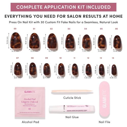 Glamnetic Press On Nails - Short Oval, Glossy Fake Nails 30 Pc Full Kit
