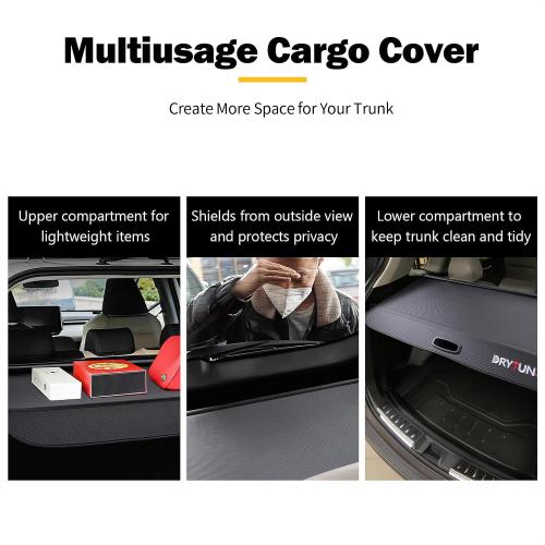 Color Black with hooks Cargo Cover for Honda CRV 2023 2024 2025 2026, Trunk Cover Retractable for 2023-2026 Honda CRV | Include Hybrid | Security Shield Privacy Shade (with Hooks & Extension)