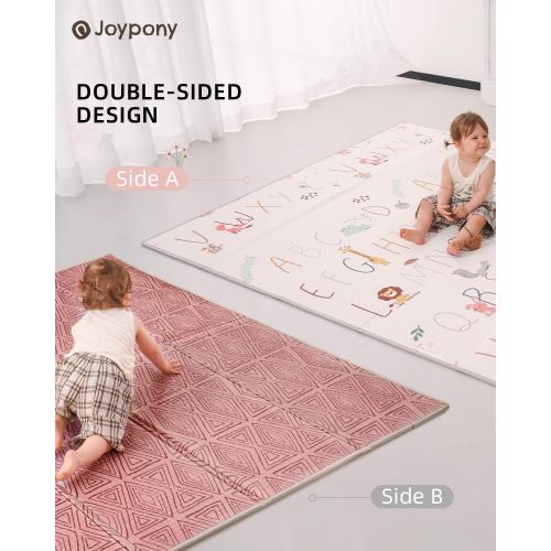 Baby Play Mat 59x71 Inch, 2 in 1 Fabric & XPE Dual-Sided Design Foldable Play Mats for Babies and Toddlers, Waterproof & Anti-Slip Baby Mat for Floor, Portable Baby Foam Crawling Mat with Travel Bag