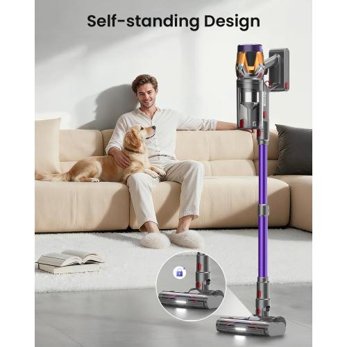 Cordless Vacuum Cleaner 55Kpa/650W/70Mins,1.8L Self Standing Stick Vacuum,Upgraded Vacuum Cordless with Hurricane Mode,Touch Screen,Anti-Tangle Wireless Vacuum,Vacuum Cleaners for Home/Pet Hair/Carpet
