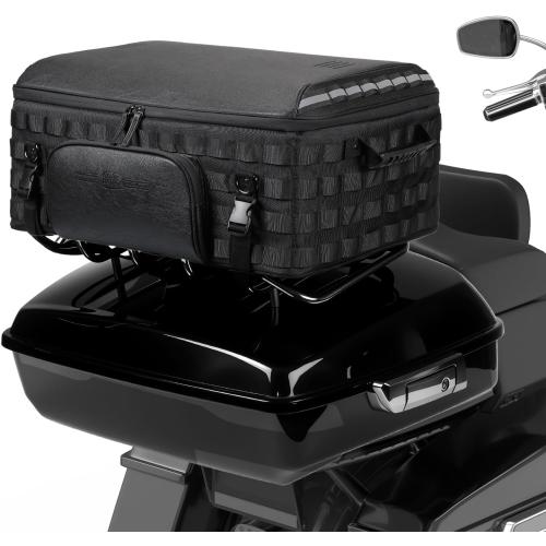 KEMIMOTO Motorcycle Travel Luggage 53L Trunk Rack Tail Bag Helmet Bag Compatible with Touring Trike Models Road King Street Glide Road Glide