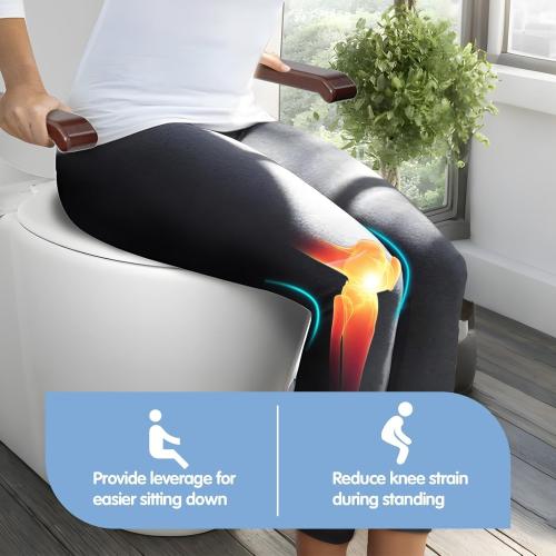 FSA/HSA Eligible Toilet Safety Rails for Seniors, Heavy Duty Foldable Toilet Support for Seniors, Elderly Toilet Seat Rails with Arms, Toilet Bars for Elderly and Disabled Up to 520LBS (Brown Color)