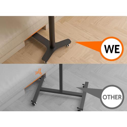 Rolling Adjustable Height Desk with Drawer and Wheels, Portable Small Standing Desk Pneumatic for Home Office, Mobile Computer Laptop Cart, Medical Sofa Overbed Table, Black