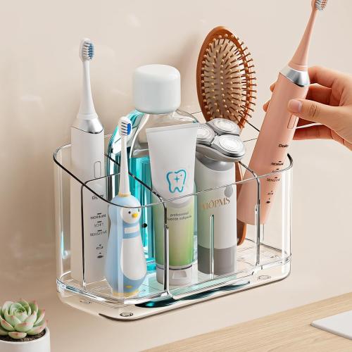 MOPMS Toothbrush Holders for Bathrooms with 5 Slots Adjustable Dividers