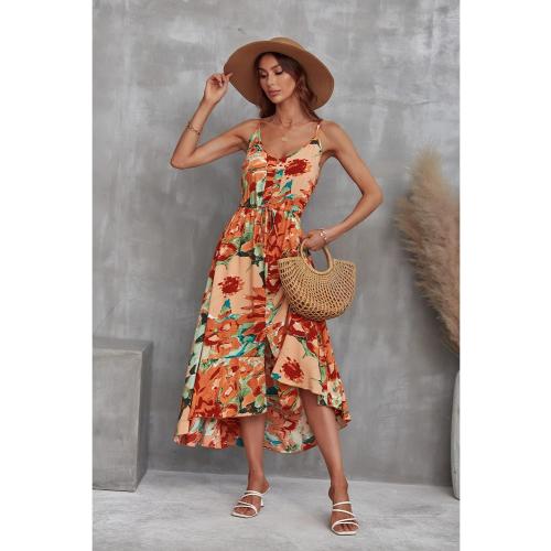BROVAVE Women's 2025 Summer Casual Boho Sundress Polka Dot Spaghetti Strap V Neck Flowy Midi Dresses (SIZE SMALL)