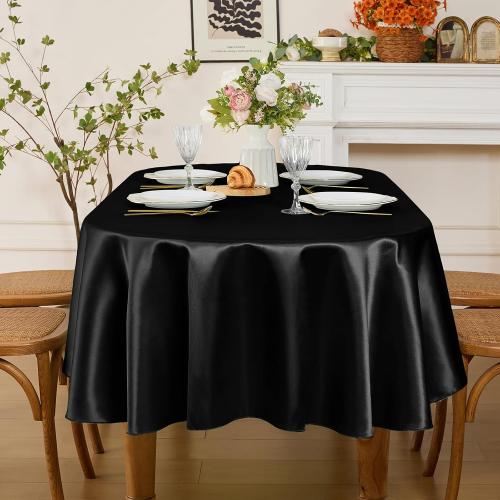 Entisn Oval Satin Tablecloth Green  60x84 Inch, Lock-Stitched Edge