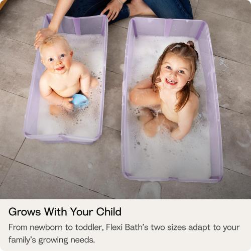 Stokke Flexi Bath Portable X-Large Baby Bathtub with Heat-Sensitive Plug, White Grey