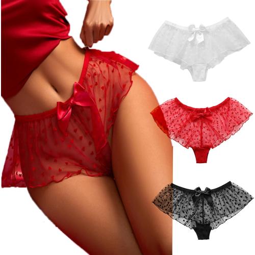 3pk Evankin Limited Edition Red, White, and Black Lace Bow Sexy Briefs with Pure Cotton Crotch for Women's Christmas Underwear