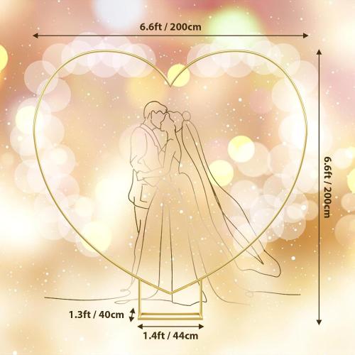 6.6FT Heart Arch Stand for Proposal Heart Shaped Backdrop Stand Wedding Arch Stand for Ceremony Valentine's Day Birthday Party Baby Shower Decorations (Golden)