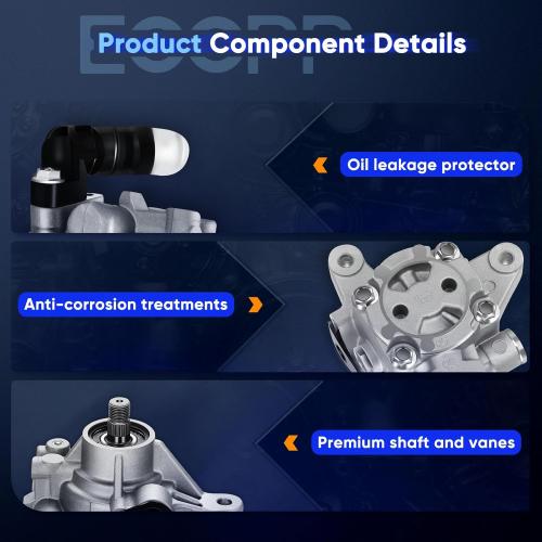 ECCPP Power Steering Pump for Acura RSX 2002-2006 for TSX 2006-2008 for Honda for Accord 2006 2007 for CR-V 2002-2011 for Element 2006-2011 Power Assist Pump for 21-5419，95611-PNB-A0