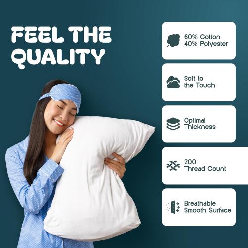 White Classic Pillow Cases Queen Size Set of 2 - 20 x 30 Ultra-Soft Queen Pillow Protectors with Zipper, 200 Thread Count, Envelope Closure, Pillow Shams