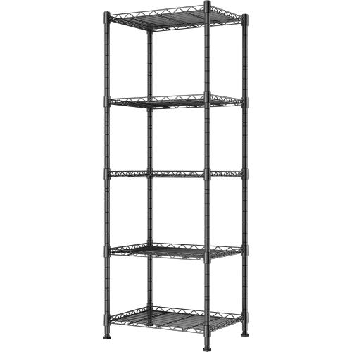 Black,11.8 D x 16.6 W x 53.5 H REGILLER 5-Wire Shelving Metal Storage Rack Adjustable Shelves,Standing Storage Shelf Units for Laundry Bathroom Kitchen Pantry Closet