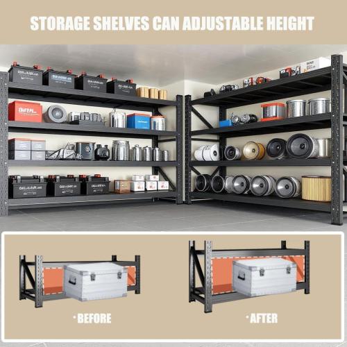 5000LBS Garage Shelving 59 W Heavy Duty Storage Shelves, 4 Tier Industrial Adjustable Metal Shelves, Shelving Units for Garages, Warehouses