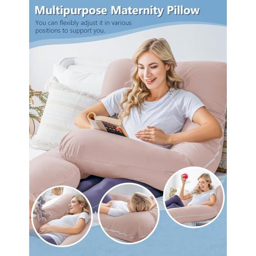 Apricot Meiz Cooling Pregnancy Pillows for Sleeping, Maternity Body Pillow for Pregnant Woman, U Shaped, with Cooling Jersey Cover
