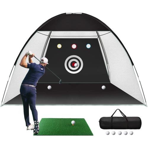 Size 10x 7.5 Golf Net, Easy POP UP Golf Practice Hitting Nets with Turf Mat, Easy to Install 10x7.5FT All in 1 Hitting Aid Backyard Driving Chipping Swing Training, Idea Gifts for Men