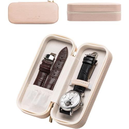 Travel Watch Box Single Portable Watch Travel Case For Men Women,Small Watch Band Storage Holder Box,Accessories Display Case For Wrist Watch,Gift For Husband Father Boyfriend And Brother (Pearl)