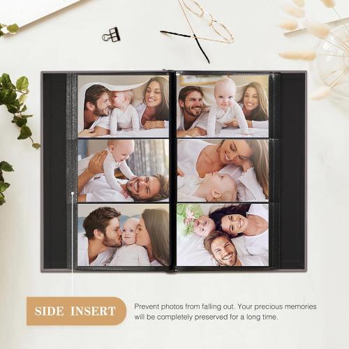 potricher Photo Album for 4x6 300 Horizontal Pockets Linen Cover Small Capacity Picture Book for Family Wedding Baby and Anniversary (Beige)