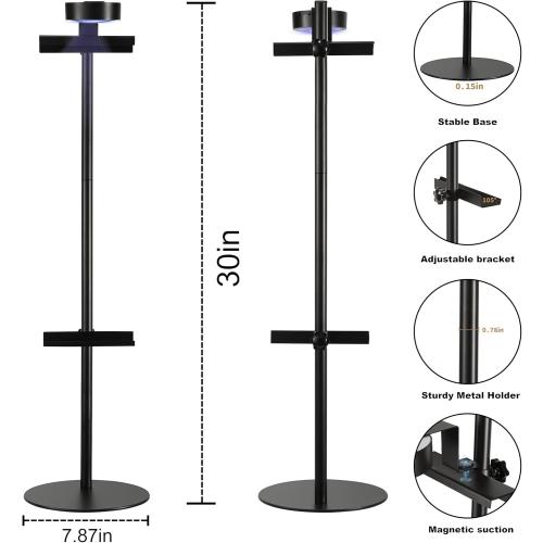 Adjustable Desktop Photo Frame Stand with Magnetic Wall Painting Light, Holds Picture Frames up to 30 Inch,with Rechargeable Battery,Metal Vertical Stand with 3 Color Temperature & 13RGB Poster Lights, for Displaying Picture Frames, Artworks (1 Pack,Black