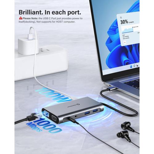UtechSmart USB Docking Station, 11 IN 1 USB C Dock Triple Display, USB 3.0 Laptop Docking Station with Dual HDMI, VGA, PD, Ethernet, SD/TF, USB 3.0, Mic/Audio, Compatible for MacBook M1 Dell HP Lenovo