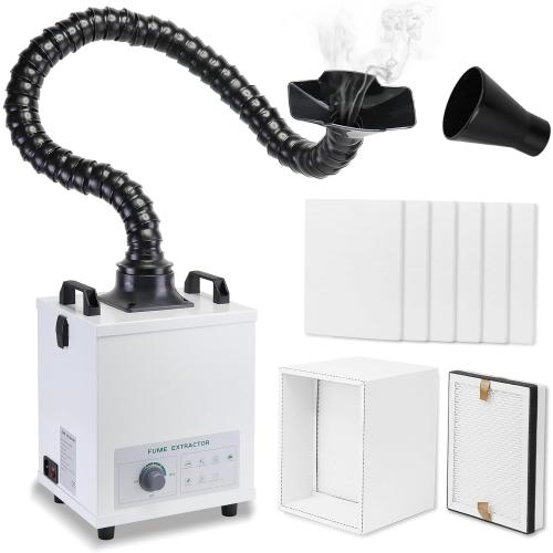 HNZXIB Solder Fume Extractor for Laser Cutter, Powerful 100W Suction 200m³/h High Airflow Smoke Absorber, Low-Noise with 8 Filters for Welding Engraving Lab DTF Oven Curing Drying Workshop