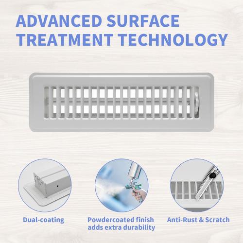 2 x 10 Floor Register - Heavy Duty Steel Walkable Floor Vents - Easy Adjust Air Supply Lever - Vent Covers for Home (White)
