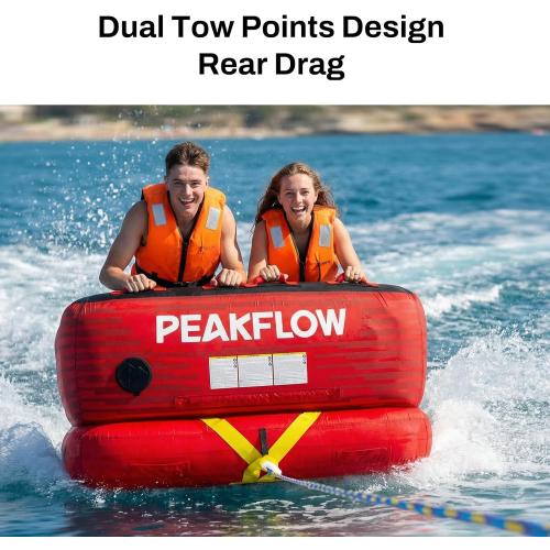 PEAKFLOW Towable Tube,Boat Tube,1-3 Person,Tubes for Boating,PVC Liner and Full Nylon Cover,Lake & Ocean Fun