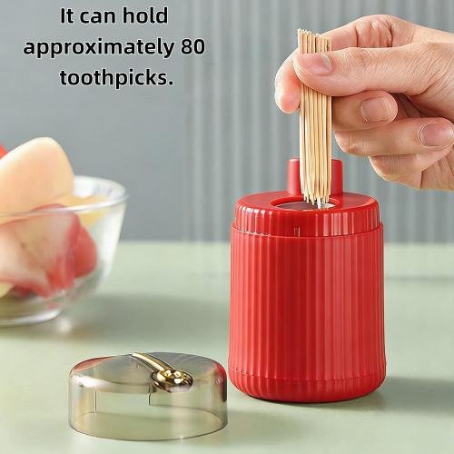 Automatic Toothpick Dispenser, Pop-Up Toothpick Dispenser, Easy To Use With One Hand, Detachable Lid, Easy To Clean, Durable And Safe Design, Suitable For Home Kitchens(red)