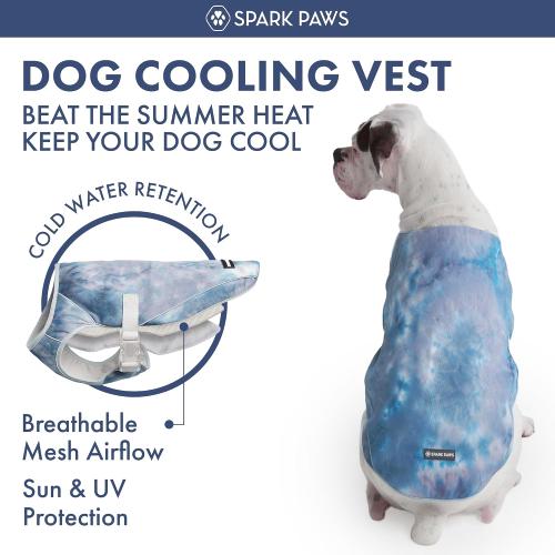 Spark Paws Dog Cooling Vest - SPF 50 UV Sun Protection - Summer Heat Relief Gear for Dogs, Lightweight, Evaporative Cooling - Dog Anxiety Relief Vest During Hot Days - Ice Blue, Medium
