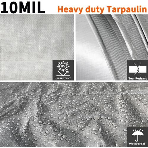 Lost Woods Premium Silver 12'x12' Heavy Duty Tarp, 12 Mil Silver Waterproof Tarps with Grommets, UV Resistant, Poly Tarpaulin with Reinforced Edges, Cover for Car, Roof, Camping