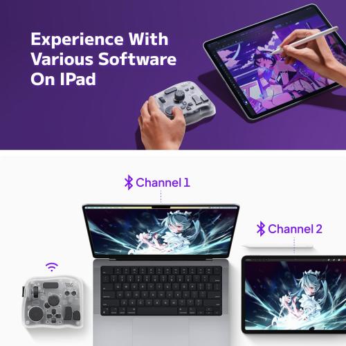 TOUR BOX Elite Plus - iPad Drawing Bluetooth Controller, Video Editing Photo Color Grading Speed Editor, Programmable Creative Console Keyboard for DaVinci Procreate Adobe Softwares and More