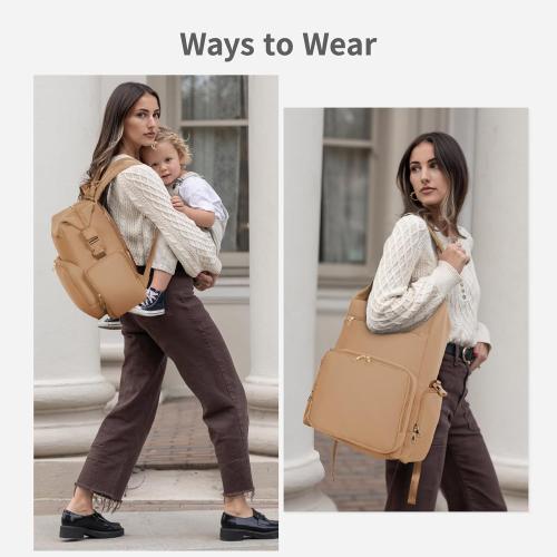 CEI-CEI Neoprene Diaper bag Backpack Waterproof Baby Changing Bags for Mom and Dad with Changing Pad Large Travel Maternity Tote with Insulated Pockets and Organised Compartments (Oat)