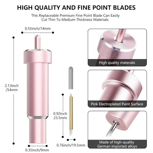 Premium Fine Point Blade Compatible with Maker 3/4/Maker/Explore 3/4/Explore Air 2/Air/One,Fine Point Blade Housing for Slicing Cuts Glitter Vinyl,Cardstock,Faux,Adhesive Foil and Etc（Pink）