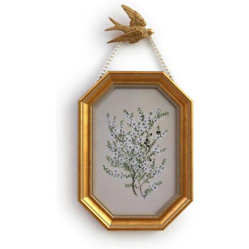 SoochART Gold Framed Canvas Wall Art Vintage Decor, Manuk Botanical Prints,8x12 Picture Frame for Living Room Bathroom Kitchen Bedroom office