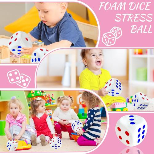 3.1 inch Foam Dice Stress Ball with Dots 6 Sided,Dices Squishies Toys to Get Your Lucky Numbers for Kids,Teenagers,Adults Board Games Relieve Anxiety
