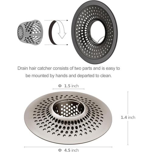 Shower Drain Hair Catcher/Bathroom Drain Cover/Bathtub Drain Strainer/Shower Stall Drain Protector(Brushed Nickel)