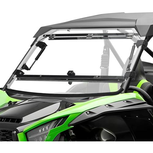 KEMIMOTO UTV Flip Windshield Compatible with 2020 2021 2022 2023 2024 2025 Kawasaki Teryx KRX 1000, Scratch Resistant 1/4 Thick Polycarbonate Hard Coated Front Full Windscreen