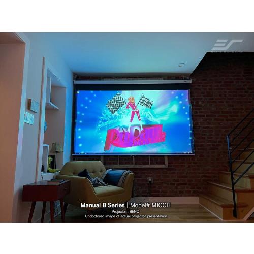 Elite Screens Manual B, 100-INCH Manual Pull Down Projector Screen Diagonal 16:9 Diag 4K 8K 3D Ultra HDR HD Ready Home Theater Movie Office Presentation, M100H