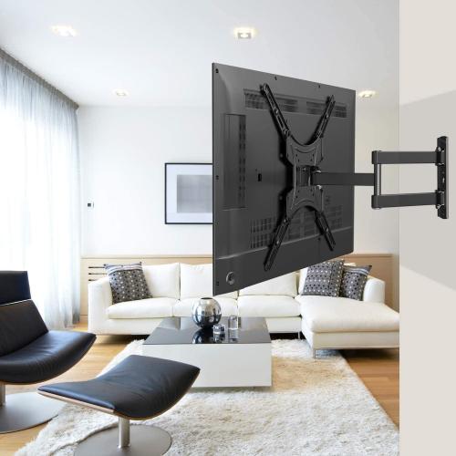 Black Full Motion TV Wall Mount Bracket Articulating Arms Swivels Tilts Extension for Most 26-55 Inch LED LCD Flat Curved Screen TVs, Max VESA 400x400mm up to 66lbs by Pipishell