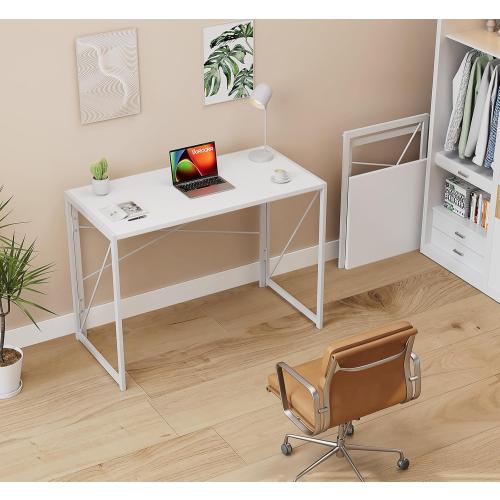 Harper white 100*50*72 cm Folding Desk White Desks, Foldable Computer Desk Spaces Saving Writing Table for Bedroom, Home Office, Dorm, Apartment, Kids