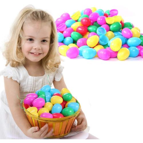 NEWBEA 2000 Pcs Easter Eggs,2.4 Assorted Bright Colors Plastic Easter Eggs Easter Eggs Empty for Easter Hunt, Basket Stuffers Fillers, Easter Themed Decorations