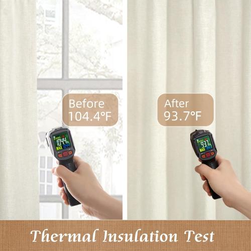 LAMIT 100% Blackout Natural Linen Curtains, 63 Inches Linen Textured Thermal Bedroom Curtains Back Tab and Rod Pocket Neutral Panels with White Liner for Farmhouse, , 52 x 63 Inch, Ivory