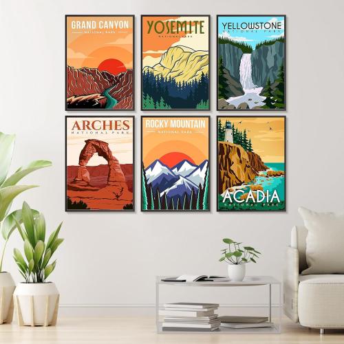 6 Pack Paint by Numbers Kit for Adults Beginners - 10x14 Inch National Park Adult Paint by Number Kits on Canvas, DIY Acrylic Oil Number Painting Kits for Adults, Perfect for Gift Home Decor