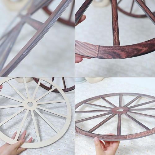 OYEFLY 2 Pcs Vintage Rustic Wagon Wheel Decor - Brown,