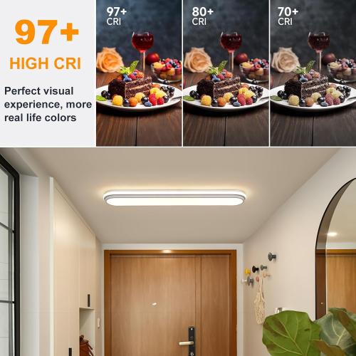 Smart LED Ceiling Light,36.2In Dimmable Modern Metal Linear LED Ceiling Lamp,Flush Mount Wraparound Shape Lighting Fixture with Remote Control for Kitchen Dining Room & Laundry 55W
