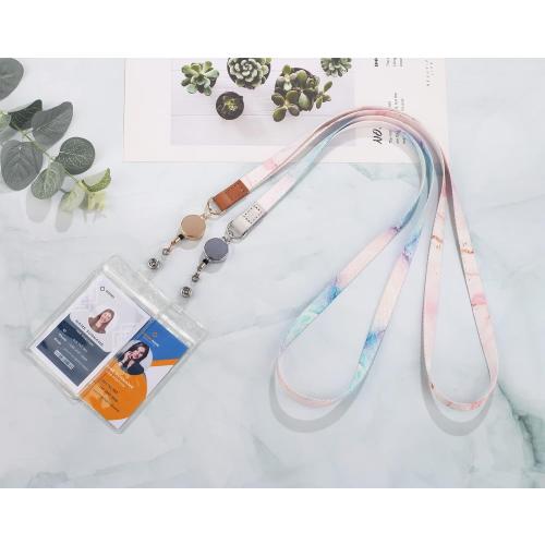 Cute Lanyard id Holder Durable Retractable Lanyards for ID Badges,Waterproof ID Badge Holder for Cruise Ships Key Cards (Cool Marble)