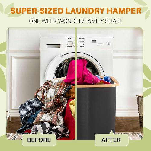 Laundry Hamper 2 Section, 145L Dirty Clothes Hamper with Lid, Extra Large Laundry Basket Organizer with Removable Inner Bags & Labels for Laundry Room, Bedroom.