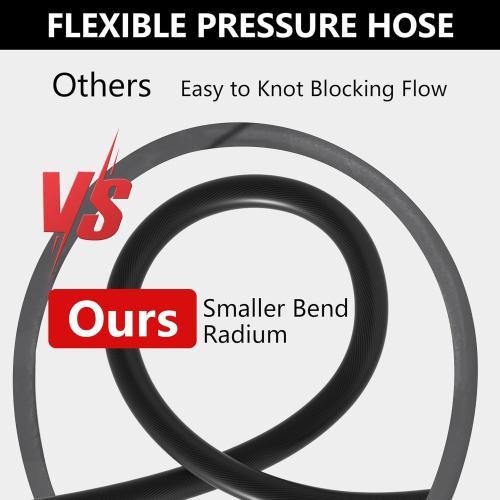 Black and Red NAINAI 3/8 Kink Resistant Pressure Washer Hose,Industrial Grade Double Layer Steel Braided & NonMarking Rubber for Hot/Cold Water Power Washer Hose With 3/8 Inch Quick Connector,4200PSI Length unknown