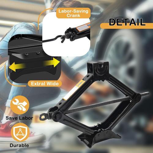 Scissor Jack for Car, Heavy-Duty 2-Ton (4409 lbs) Tire Jack Kit for SUV and Auto, Portable Collapsible Steel Scissor Lift Jack with Crank Handle (Black)