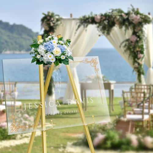 GRENTY Gold Easel Stand for Wedding Signs – No Assembly Needed, Heavy Duty Metal Display Stand for Art, Welcome Signs, Posters, Pictures, Paintings, and Floor Décor